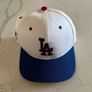 White and Blue KOREAN LA Baseball Cap